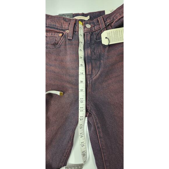 Levi's Ribcage Wide Leg Women's Super High Rise Jeans, Size 24x32 In Cherry Red - Picture 10 of 16